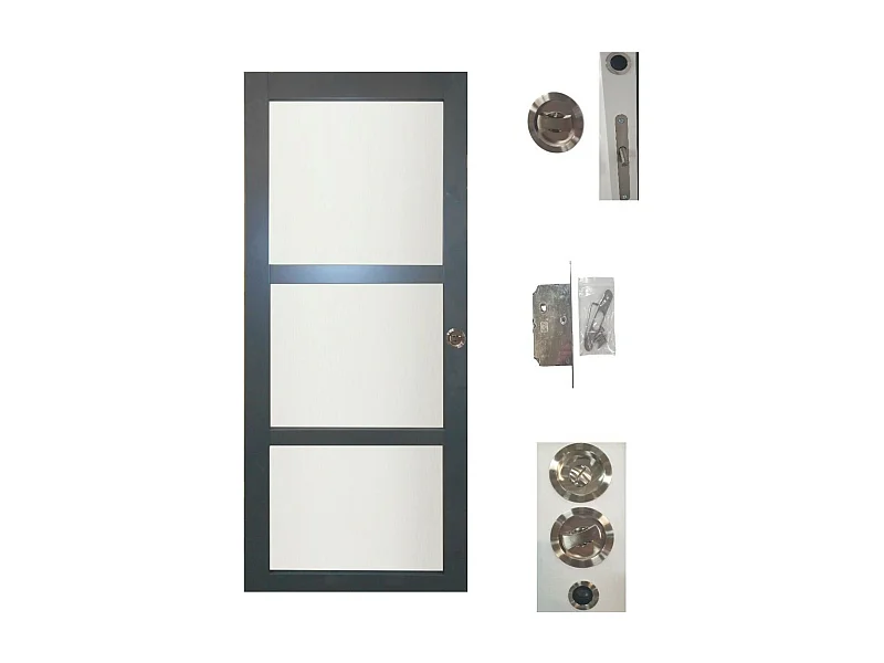 Porte Coulissante Blakeria Ral 7016 Vitree H204 X L73 + Serrure A  Condamnation Gd Menuiseries