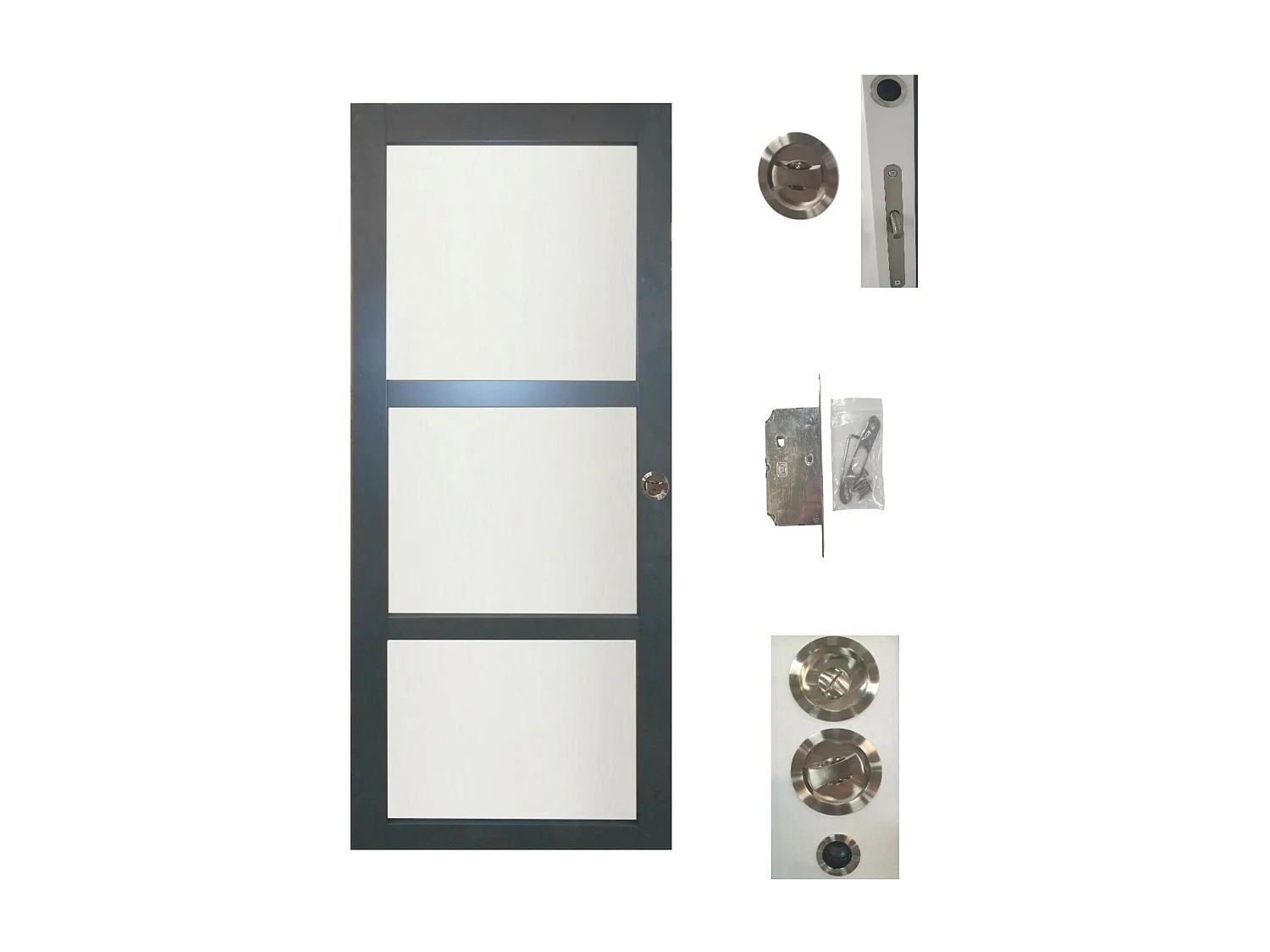 Porte Coulissante Blakeria Ral7016 Vitrée H204 X L93, Serrure Condamnation Gd Menuiseries