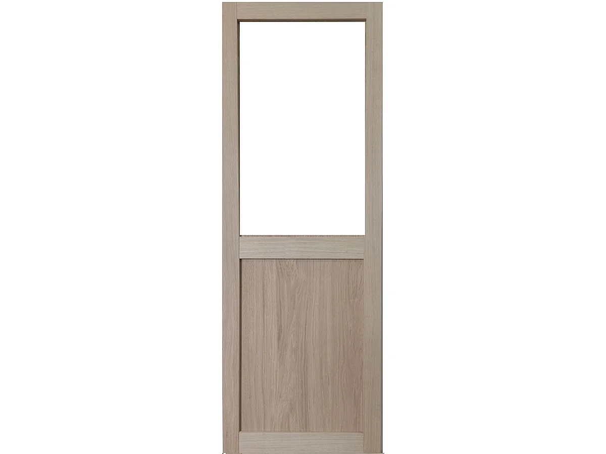 Porte Coulissante Atelier placage chene Vitree H204 x L73 + SYSTEME Galandage et kit finition inclus