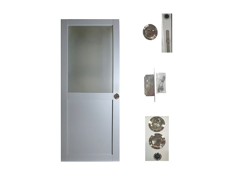 Porte Coulissante Athena Ral7035 Vitrée H204 X L83, Serrure Condamnation Gd Menuiseries