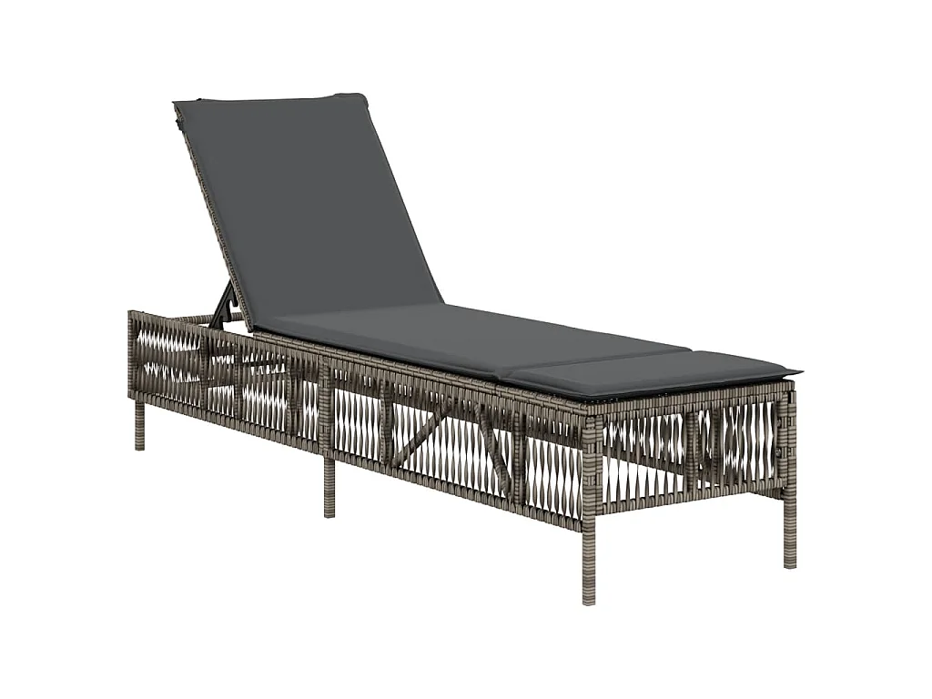 Sonnenliege mit Auflage Grau Poly Rattan