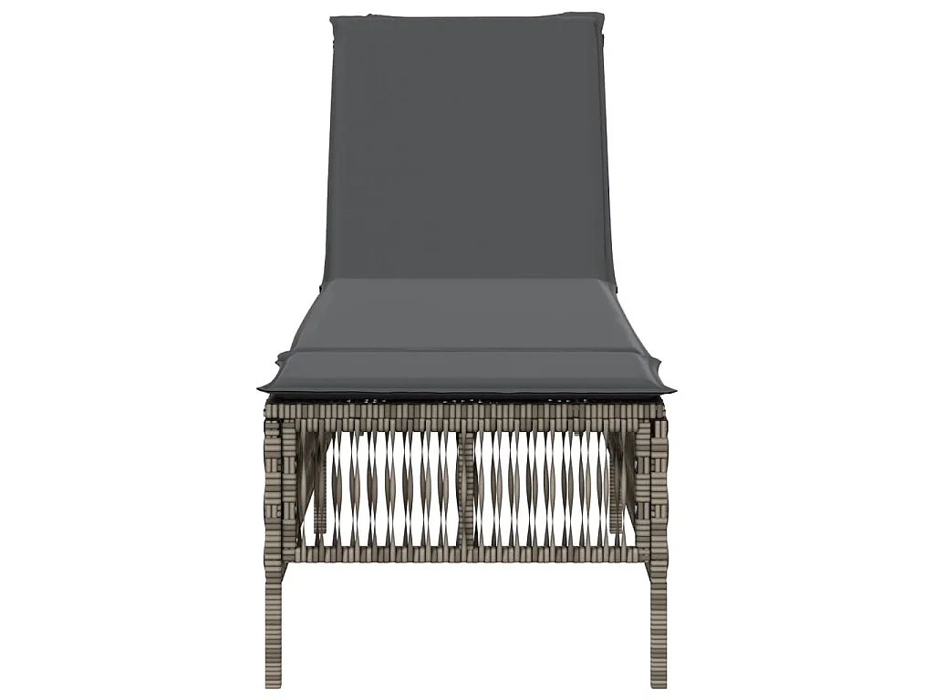 Sonnenliege mit Auflage Grau Poly Rattan