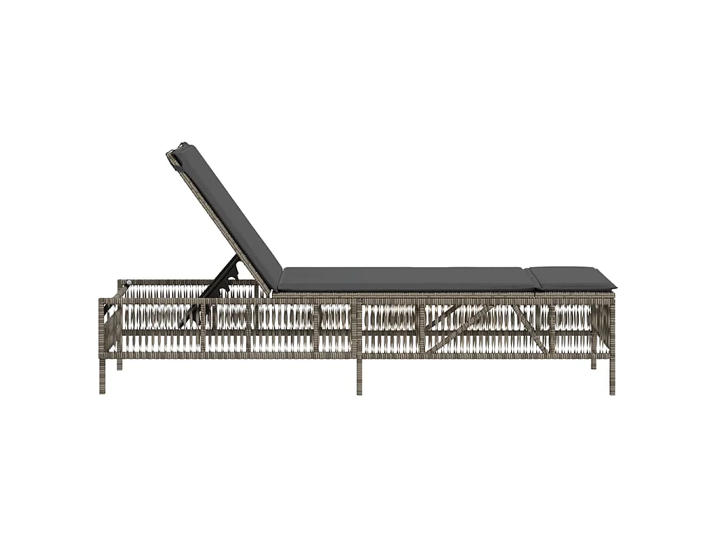 Sonnenliege mit Auflage Grau Poly Rattan