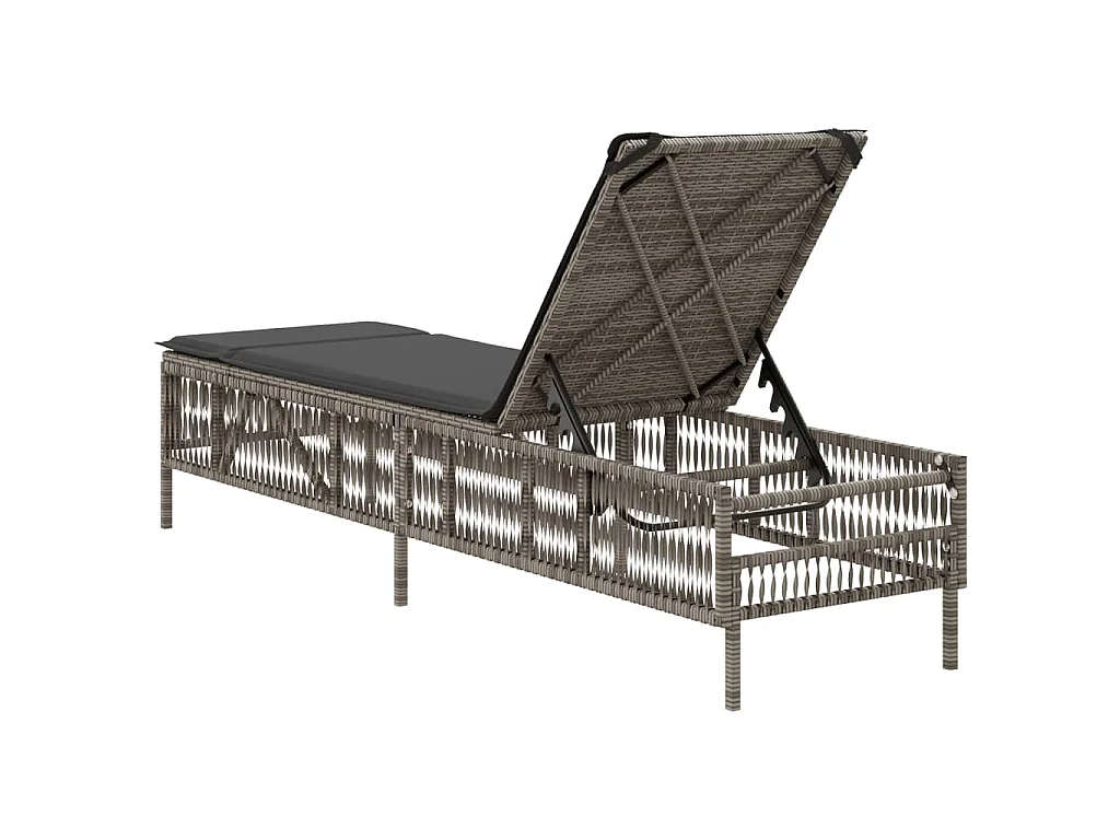 Sonnenliege mit Auflage Grau Poly Rattan
