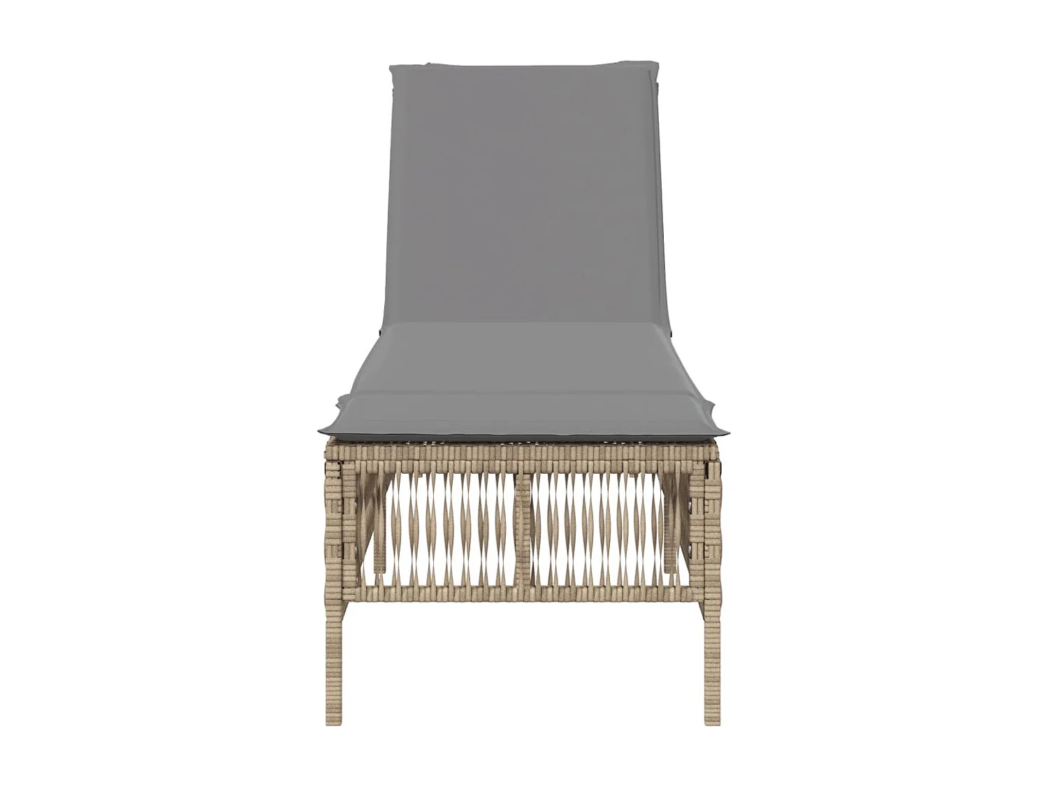 Lettino Prendisole con Cuscini Beige in Polyrattan