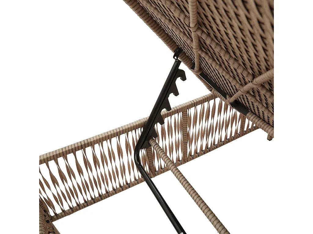 Lettino Prendisole con Cuscini Beige in Polyrattan