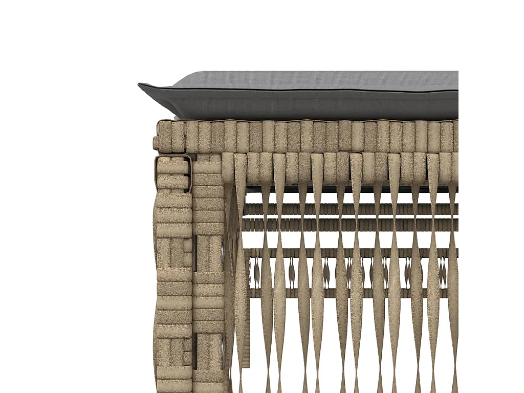 Lettino Prendisole con Cuscini Beige in Polyrattan