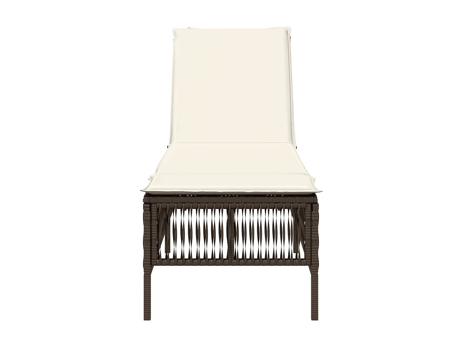 Ligbed met kussen poly rattan bruin