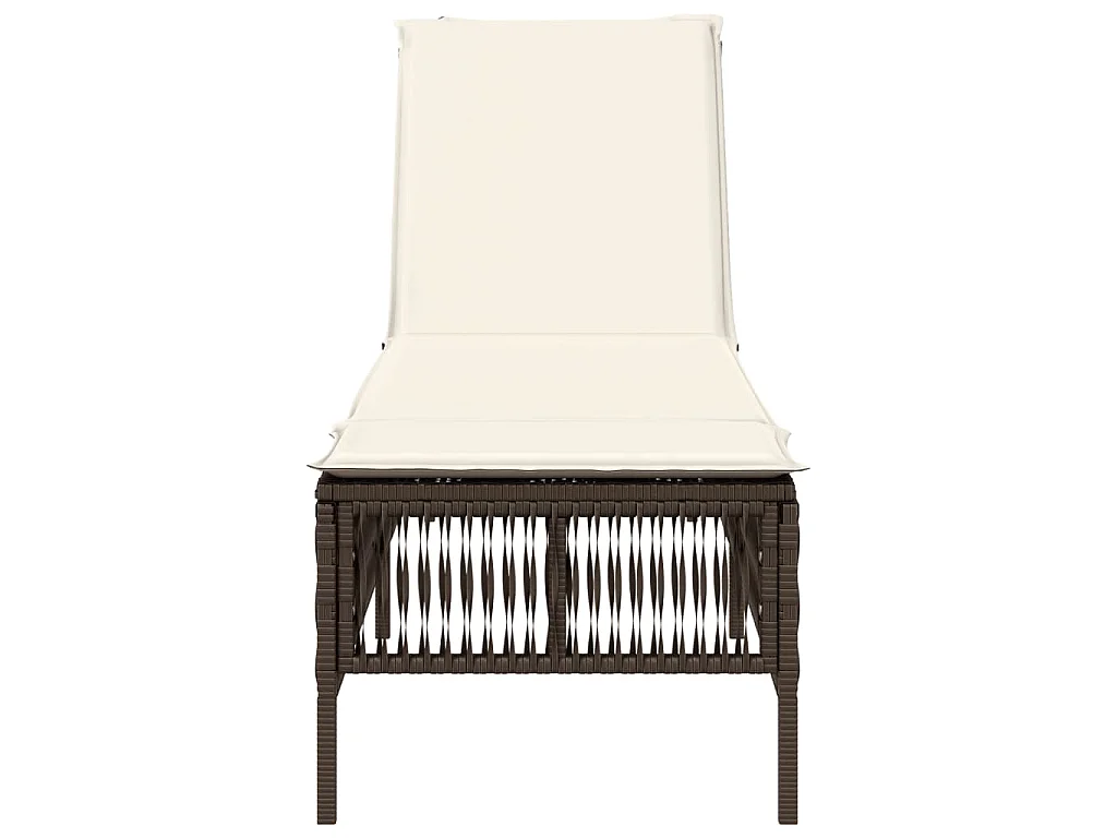 Lettino Prendisole con Cuscino Marrone in Polyrattan