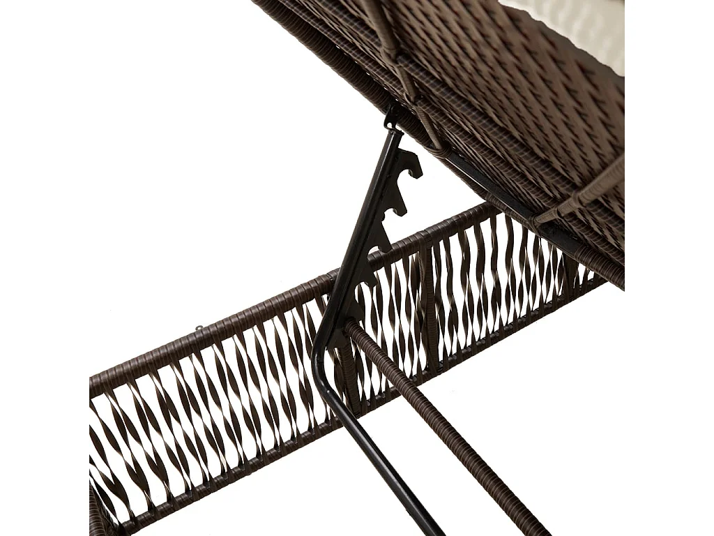 Lettino Prendisole con Cuscino Marrone in Polyrattan