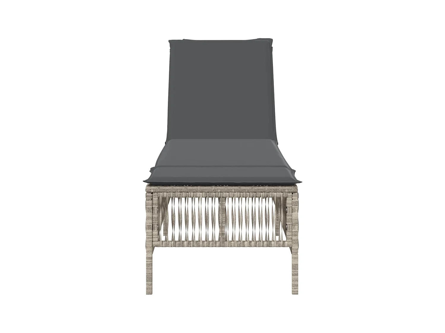 Chaise longue avec coussin gris clair résine tressée