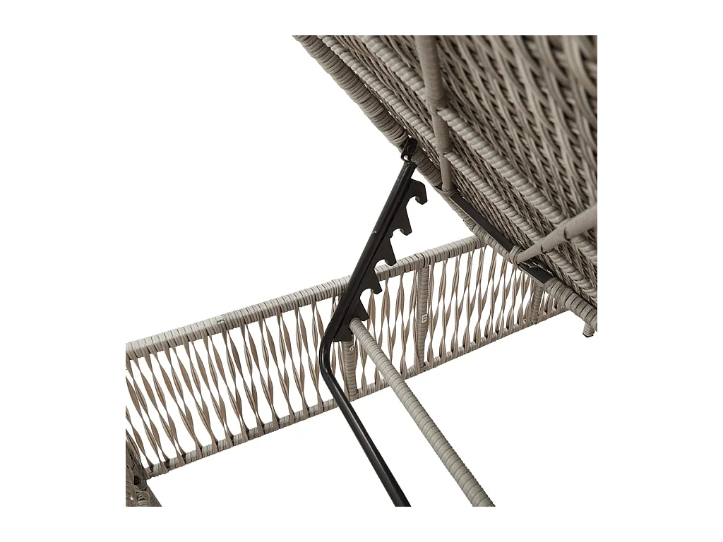 Chaise longue avec coussin gris clair résine tressée