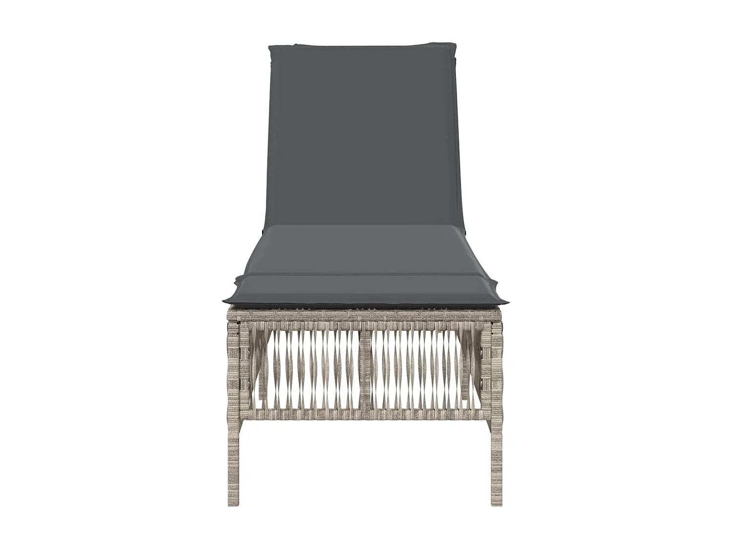 Ligbed met kussen poly rattan lichtgrijs