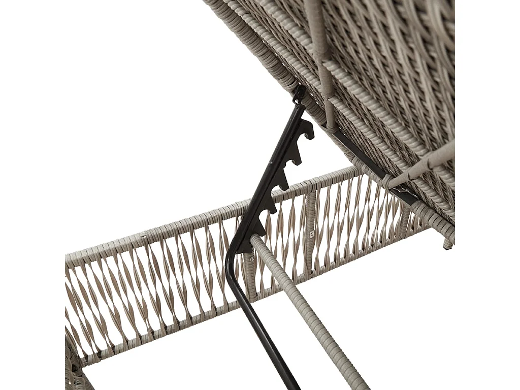 Ligbed met kussen poly rattan lichtgrijs