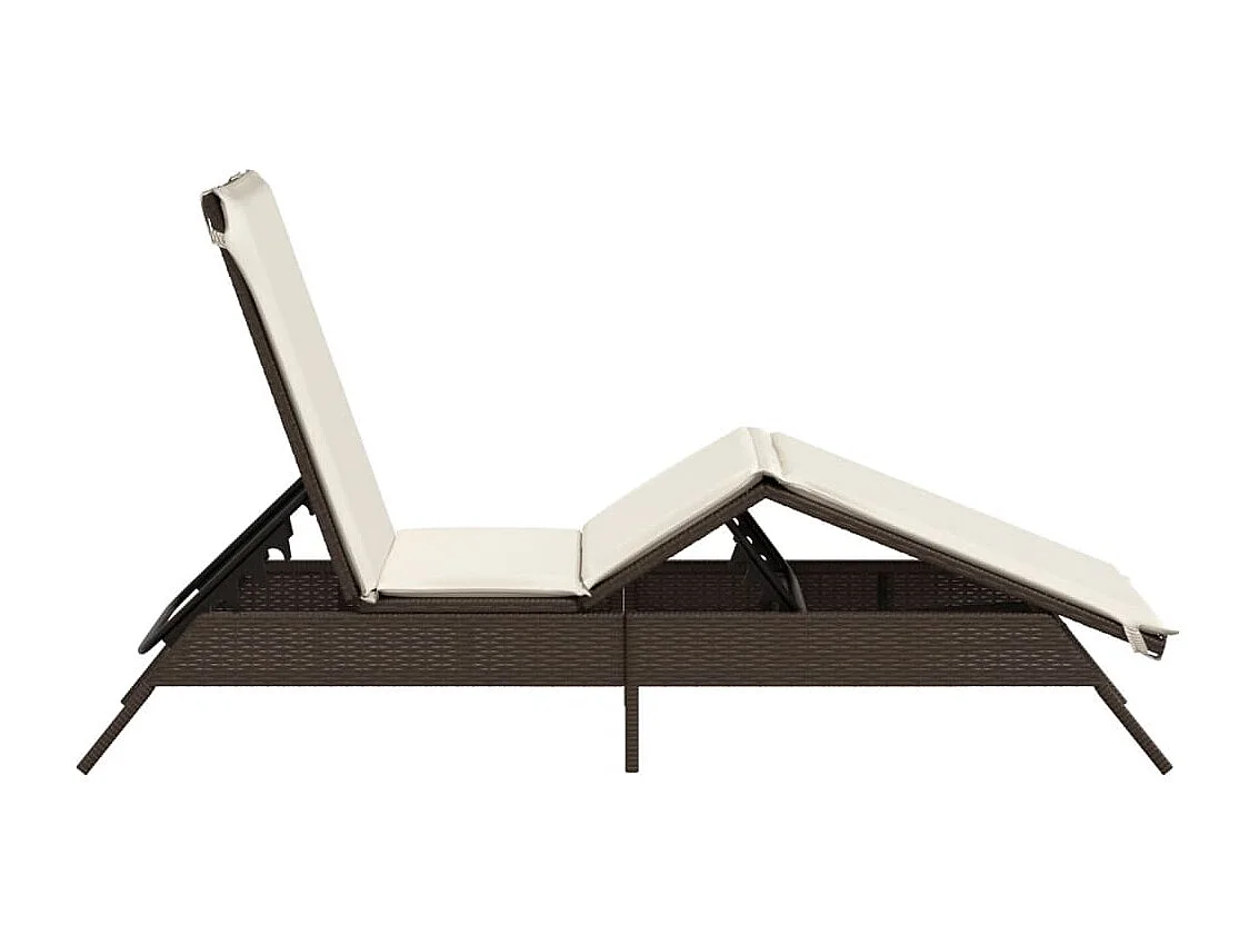 Chaise longue avec coussin marron résine tressée