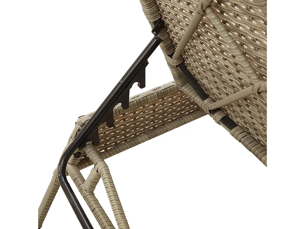 Chaise longue avec coussin gris clair résine tressée