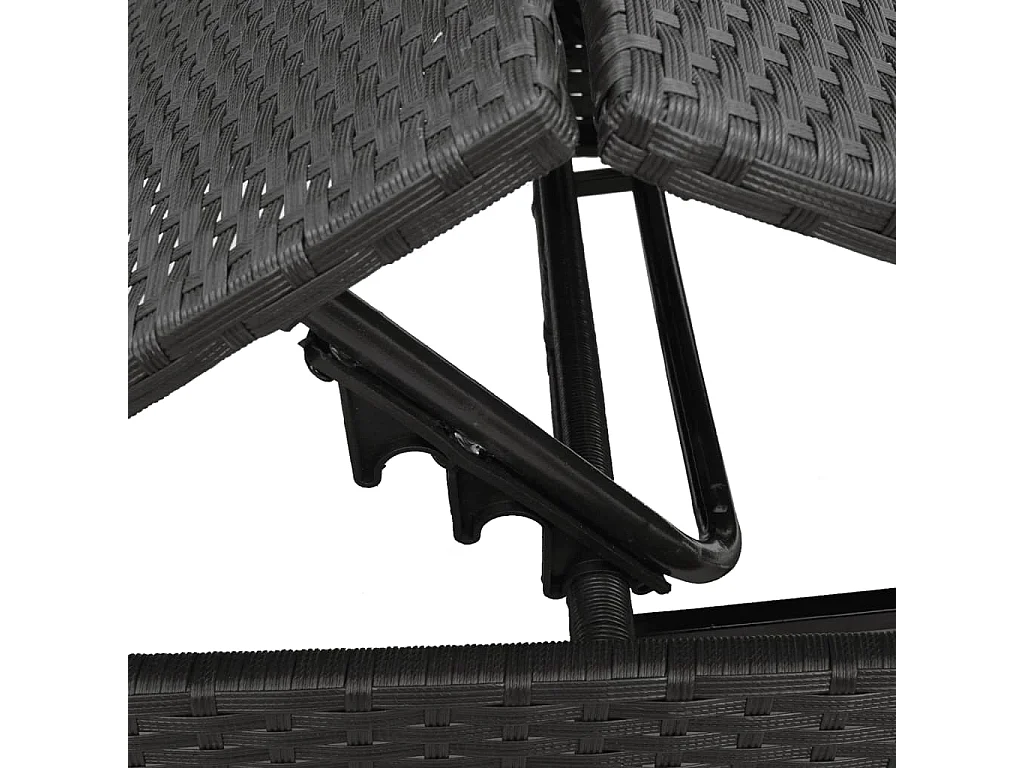 Ligbed met kussen poly rattan zwart