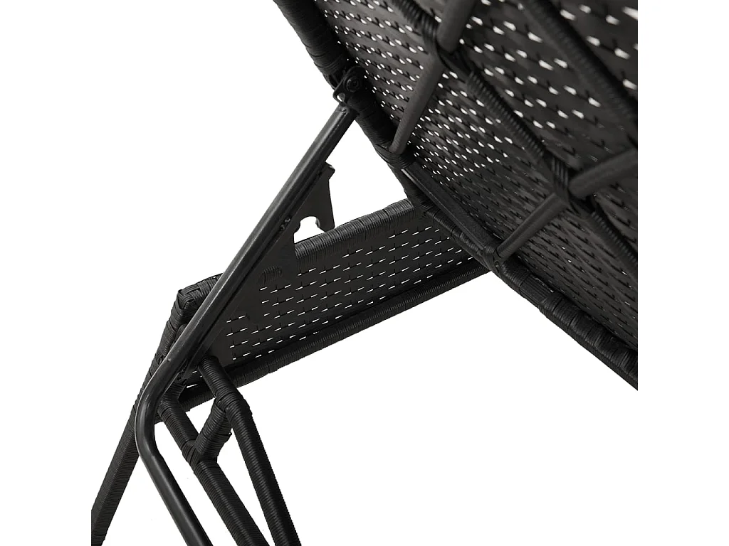 Ligbed met kussen poly rattan zwart