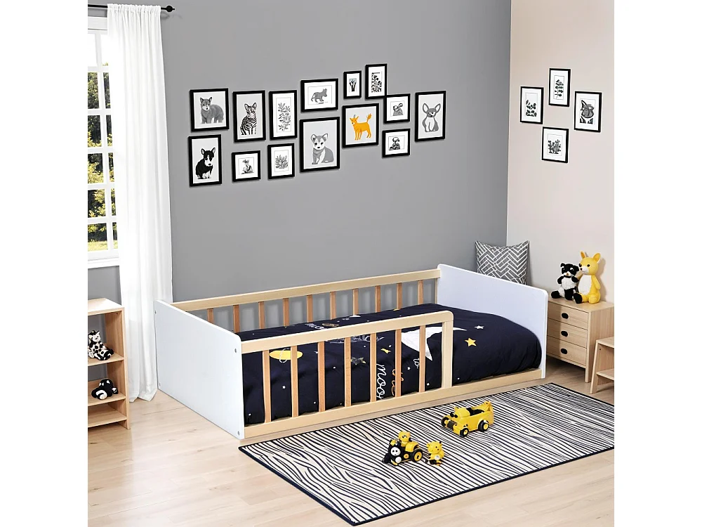 LIT 70x140 PILOU avec sommier et matelas/ Blanc et Naturel