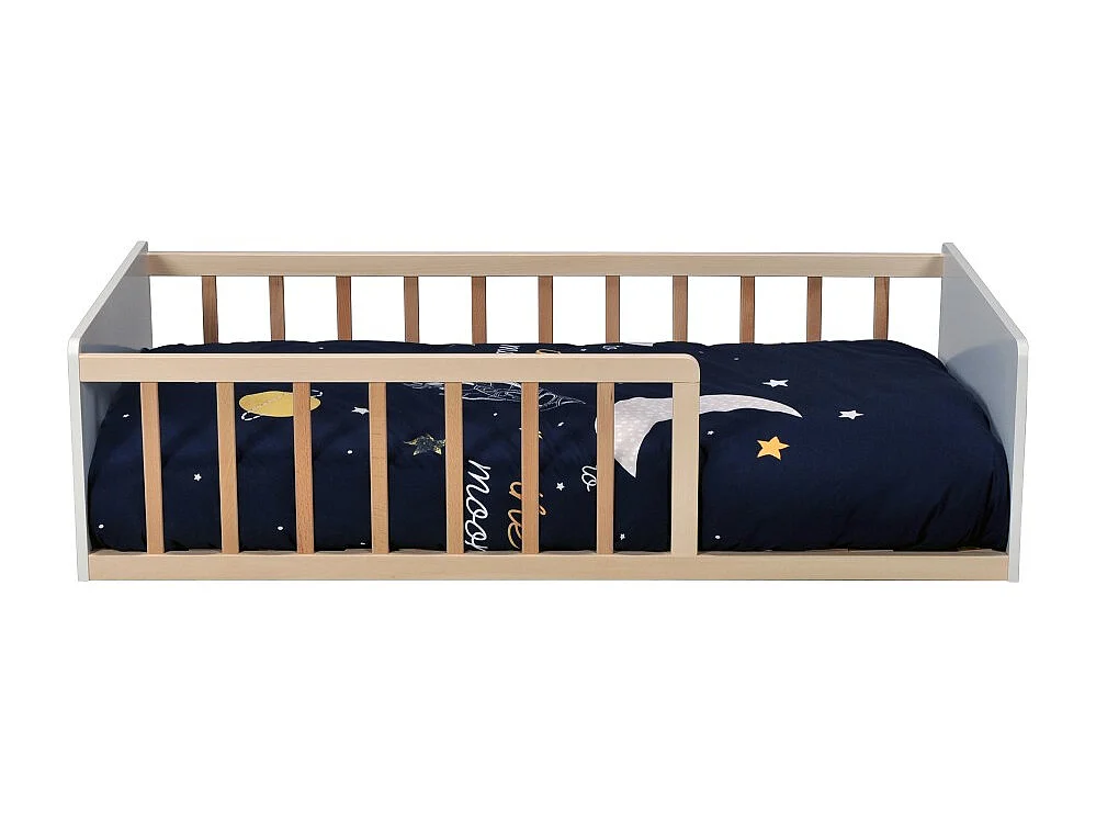LIT 70x140 PILOU avec sommier et matelas/ Blanc et Bois clair