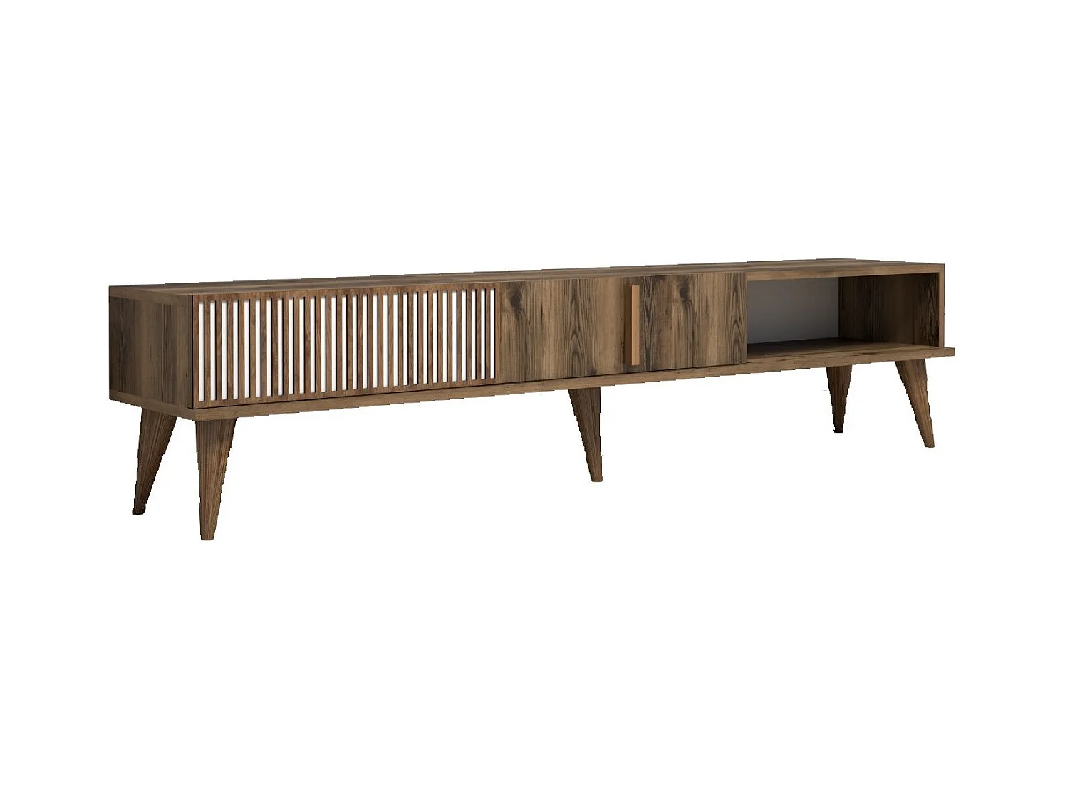 Grand meuble TV en bois noyer 2 portes Roma 180cm