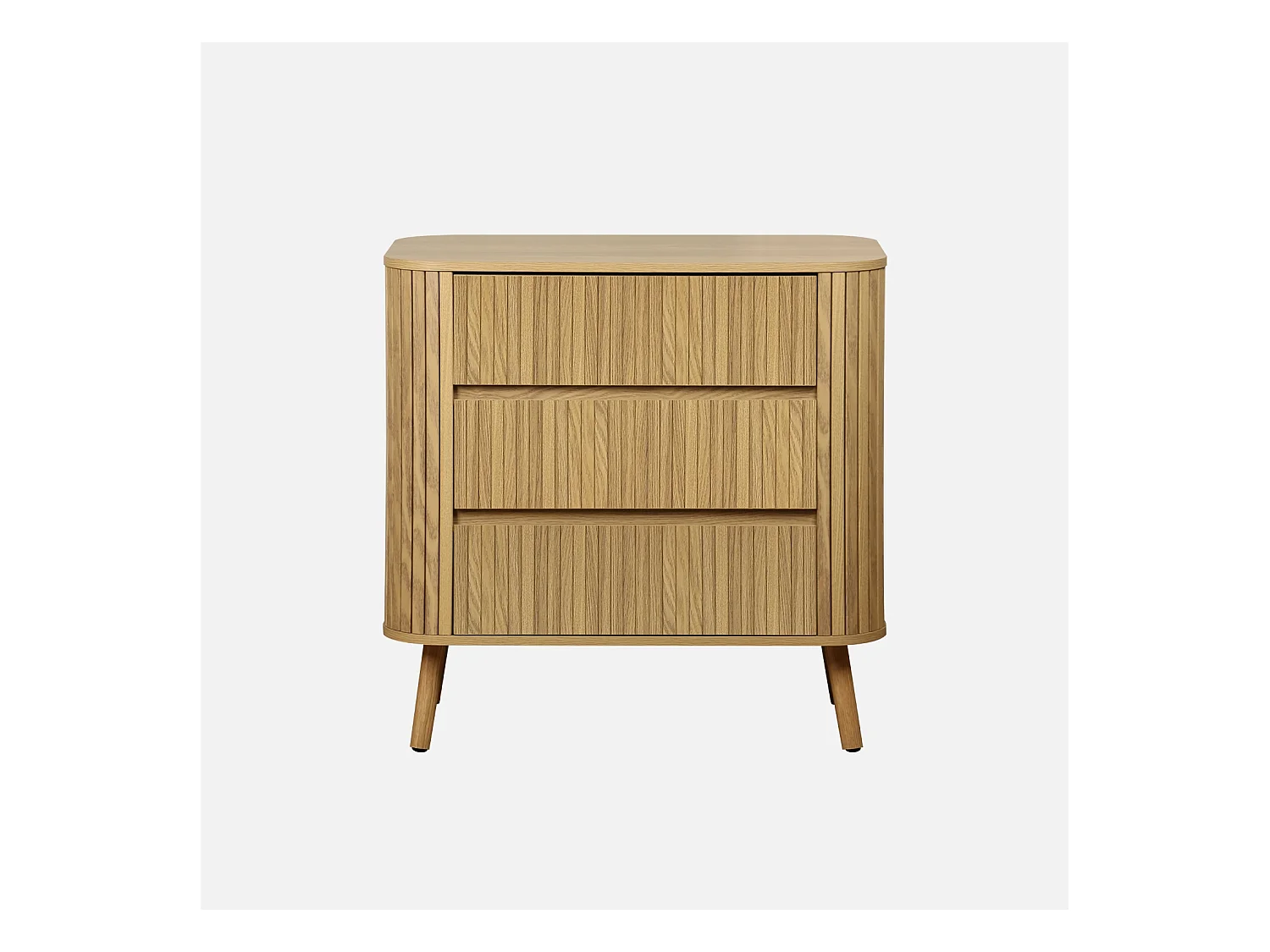 Commode 3 tiroirs. décor strié naturel. L 80x P 45  H 80cm
