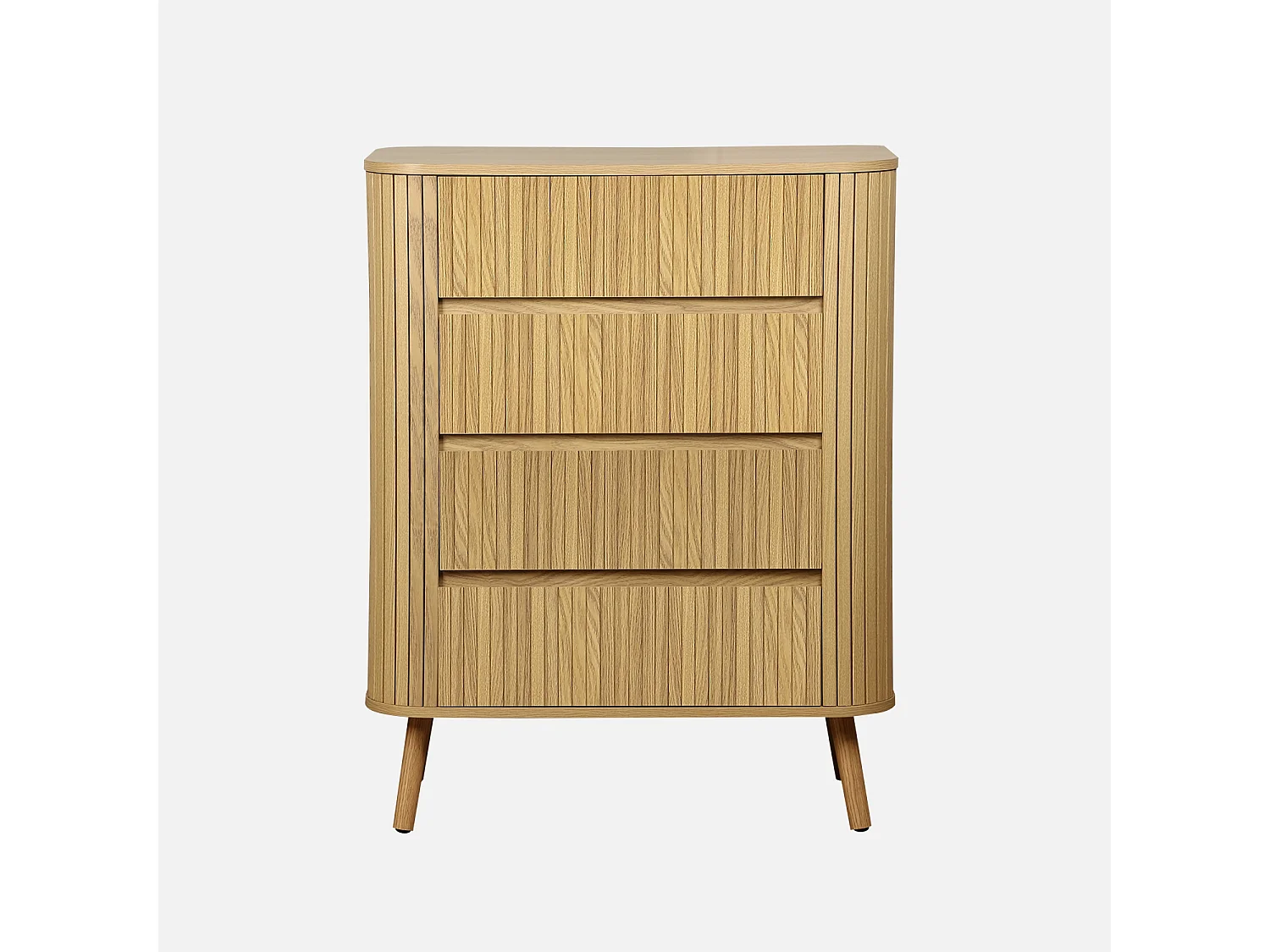 Cómoda con decoración estriada, 4 cajones natural