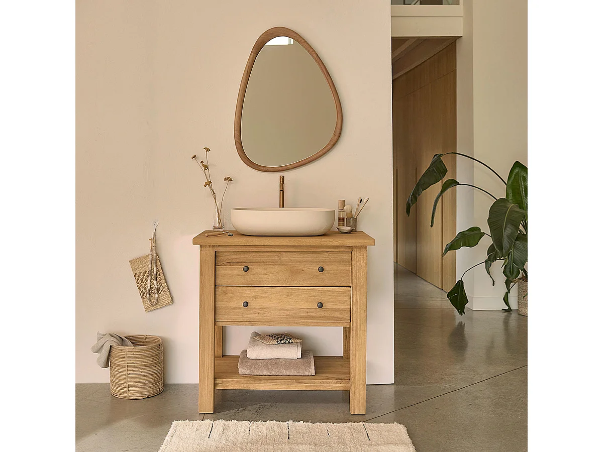 Mobile portalavabo in massello di teak riciclato 82 cm