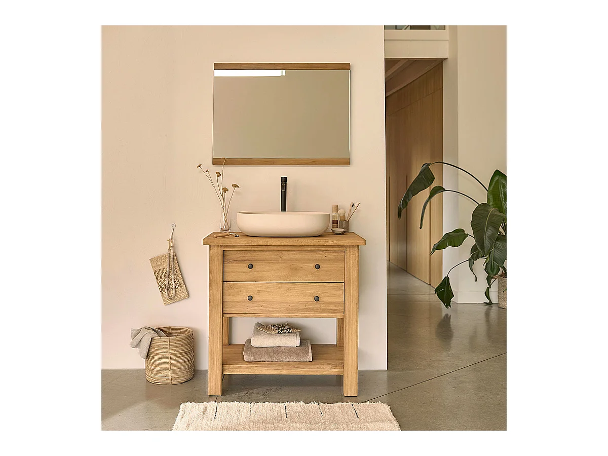 Mobile portalavabo in massello di teak riciclato 82 cm