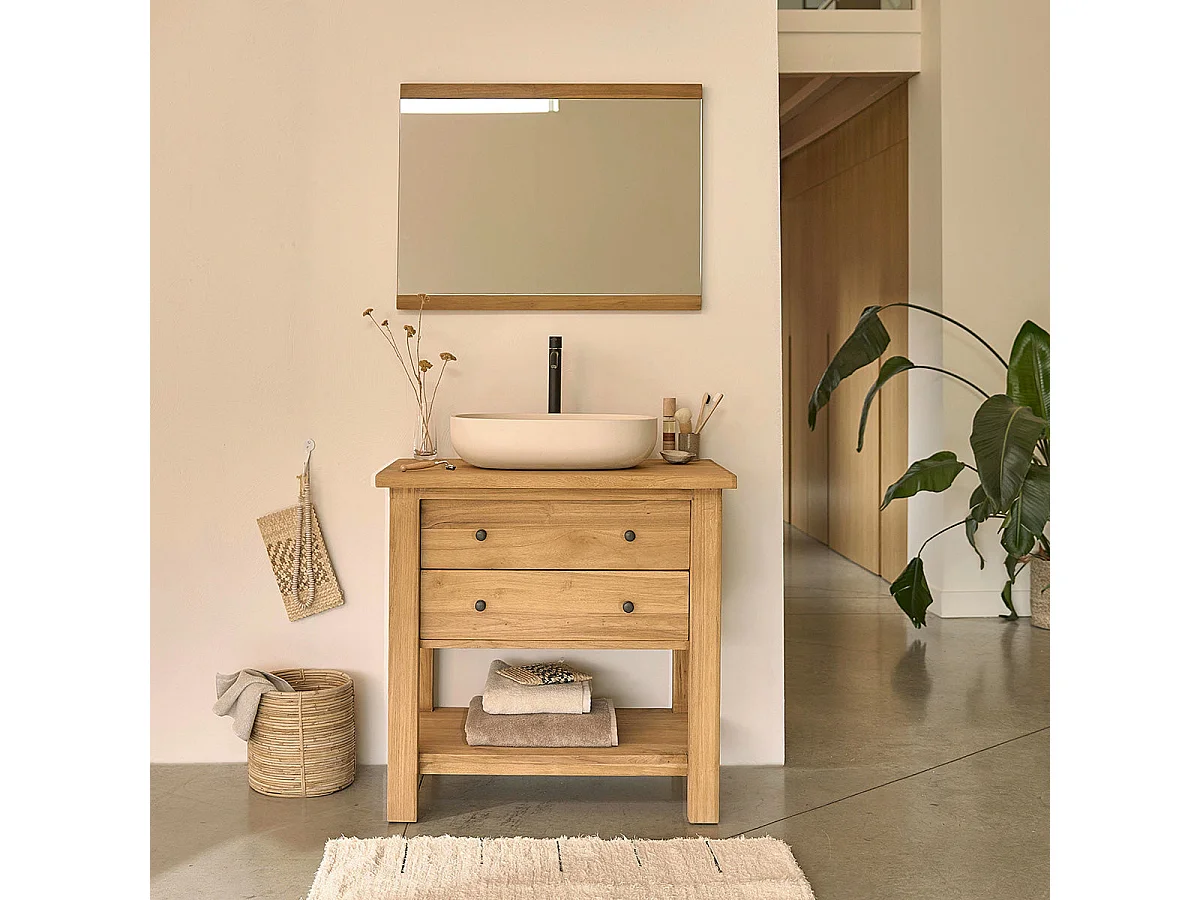 Mobile portalavabo in massello di teak riciclato 82 cm