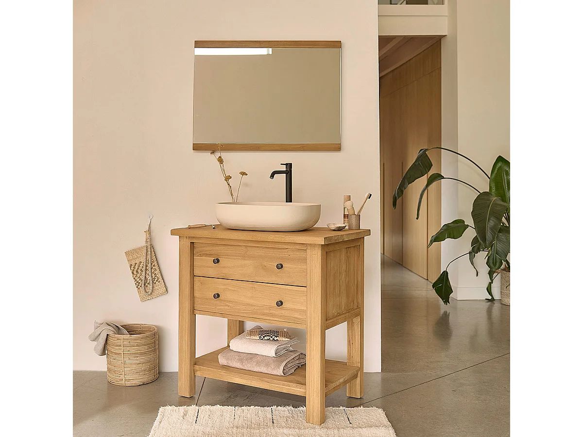 Mobile portalavabo in massello di teak riciclato 82 cm