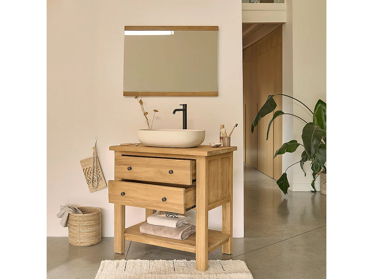 Mobile portalavabo in massello di teak riciclato 82 cm