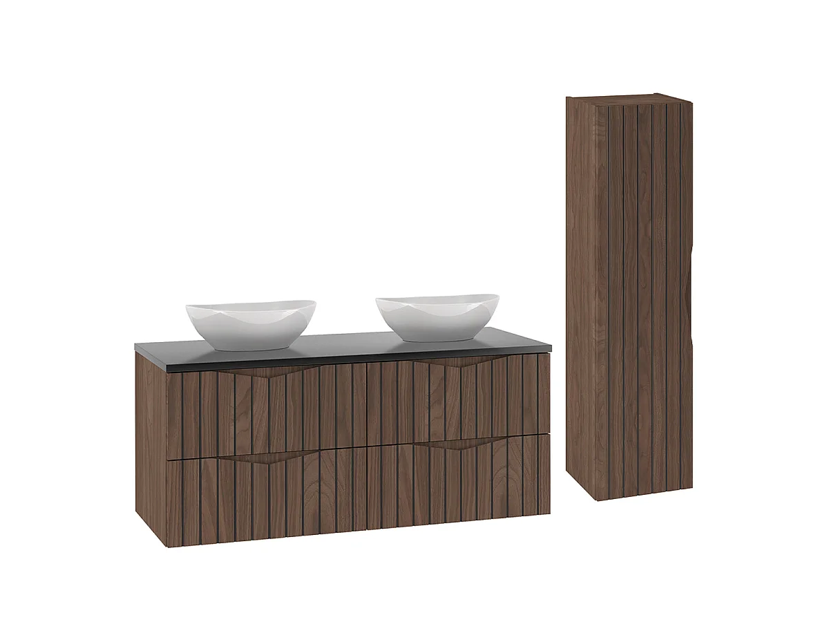Set di mobili da bagno doppio lavabo Siena marrone e nero 120cm