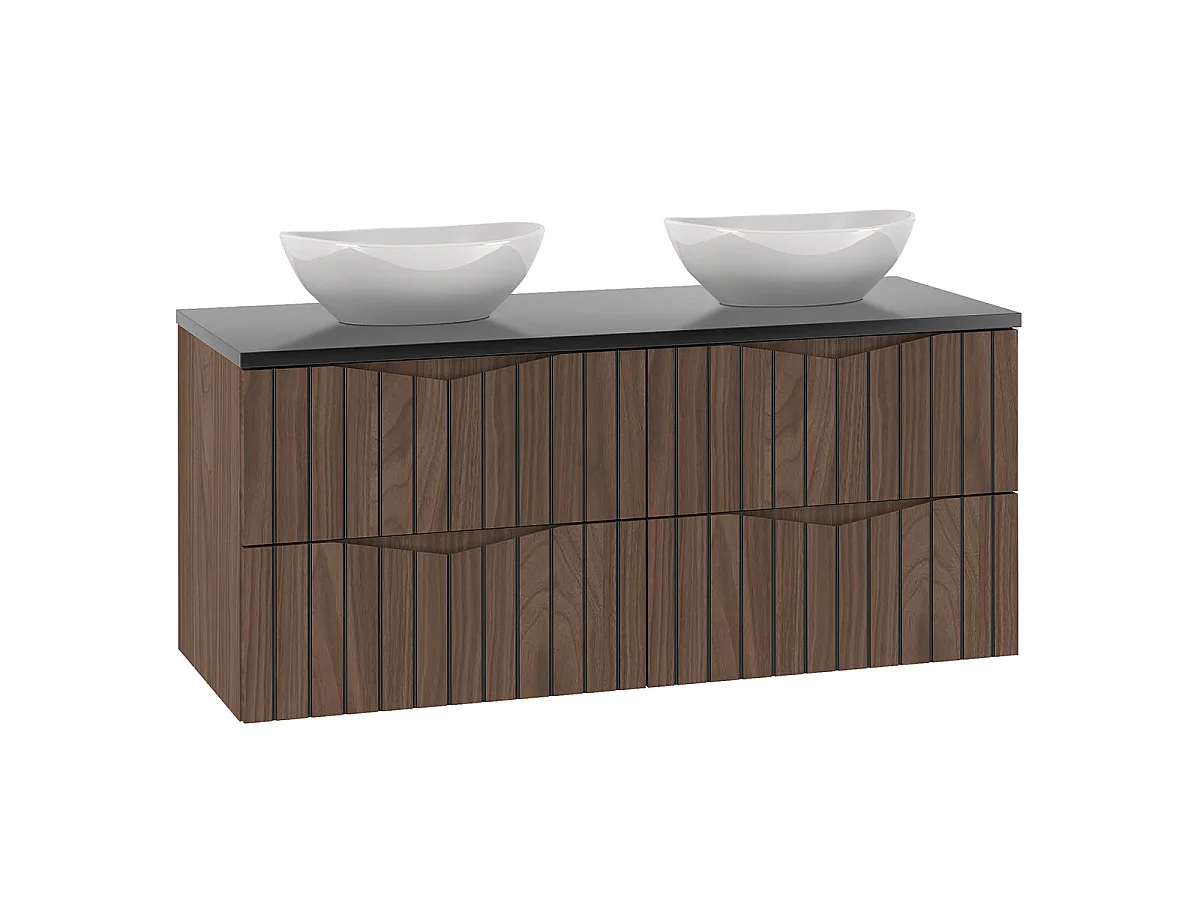 Set di mobili da bagno doppio lavabo Siena marrone e nero 120cm