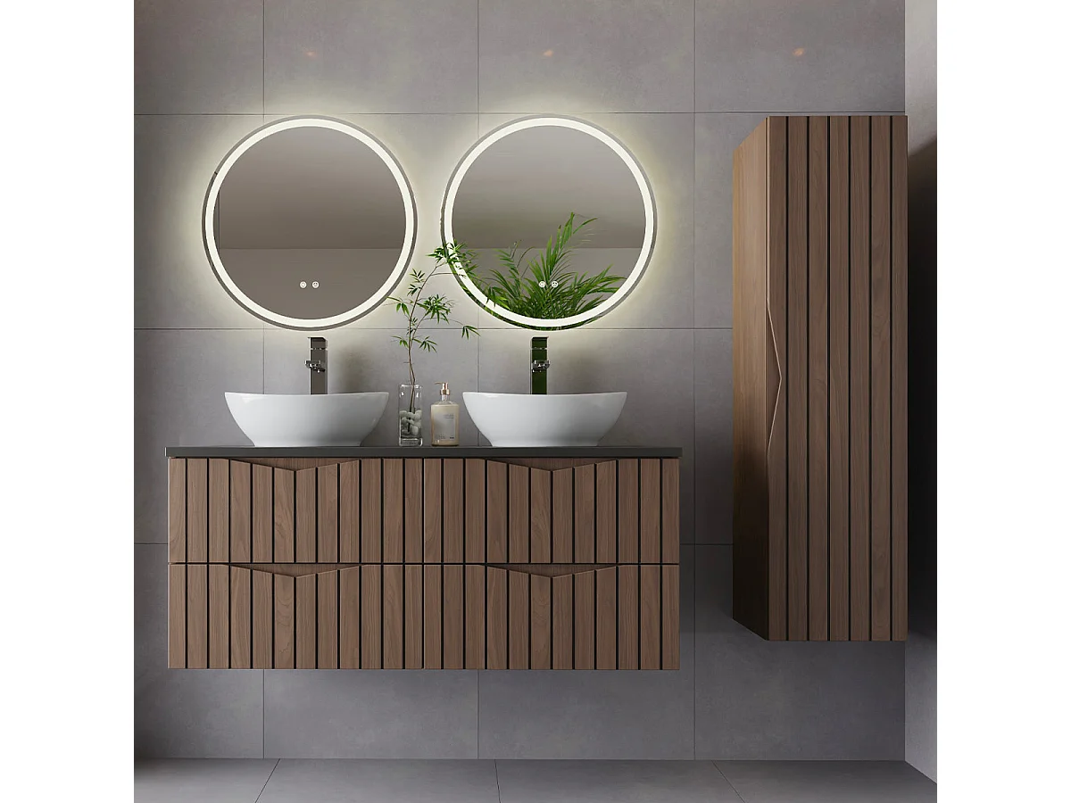 Set di mobili da bagno doppio lavabo Siena marrone e nero 120cm