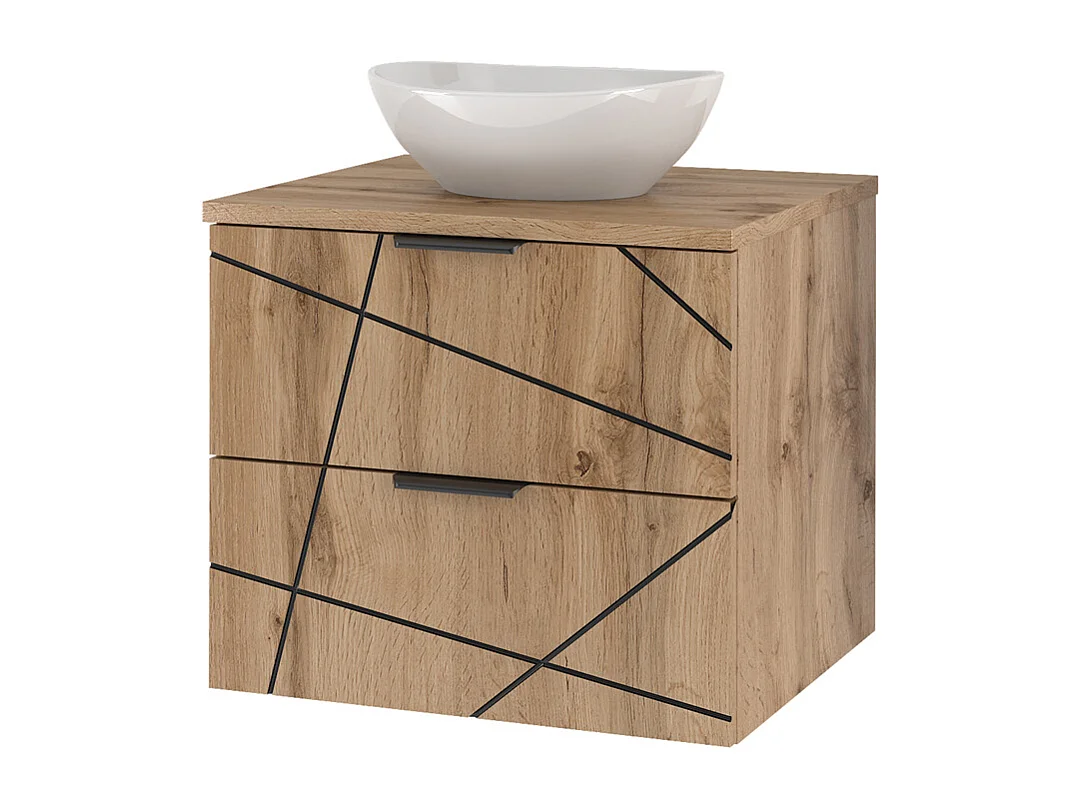 Set aus Einzelwaschtisch 60cm und Säule Teren Holz