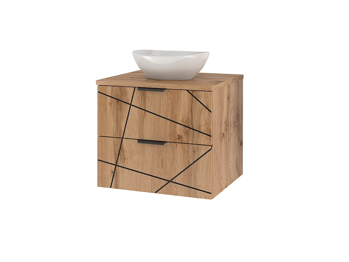 Ensemble meuble simple vasque 60cm et colonne Teren Bois