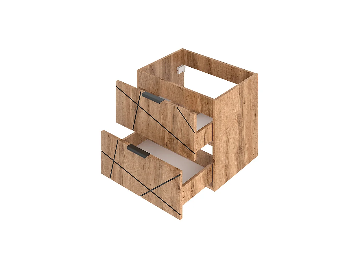 Ensemble meuble simple vasque 60cm et colonne Teren Bois