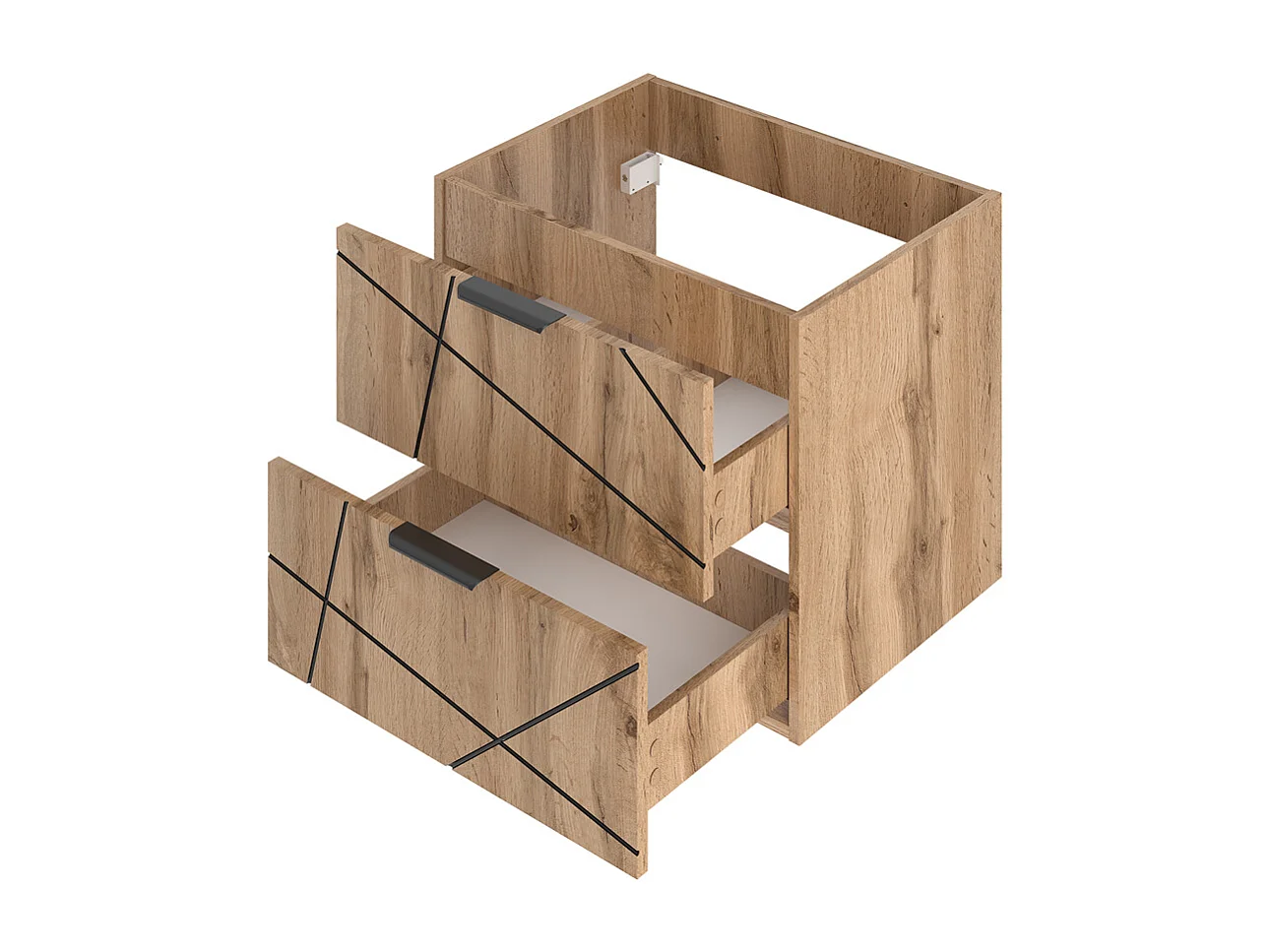 Ensemble meuble double vasque 140cm 2 niches et colonne Teren Bois