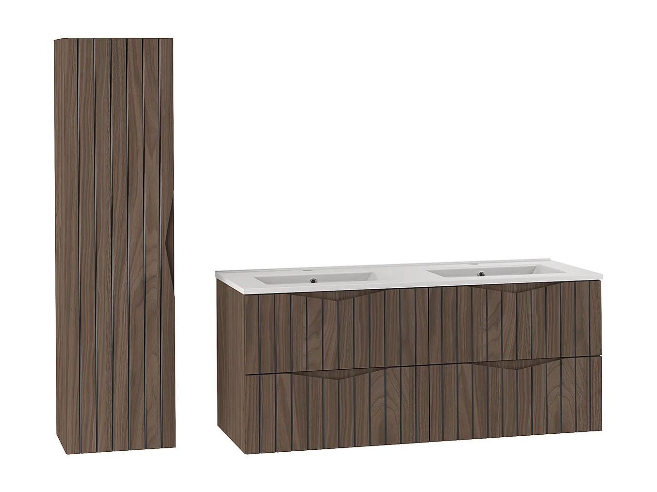 Set di mobili da bagno doppio lavabo Siena marrone e nero 120cm