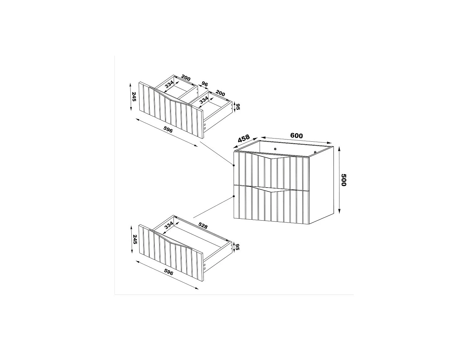 Ensemble meuble simple vasque 80cm 2 niches et colonne Siena bois et noir