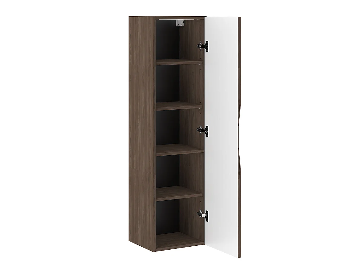 Siena hout en zwart enkele wastafel 80cm 2 nissen en sokkel