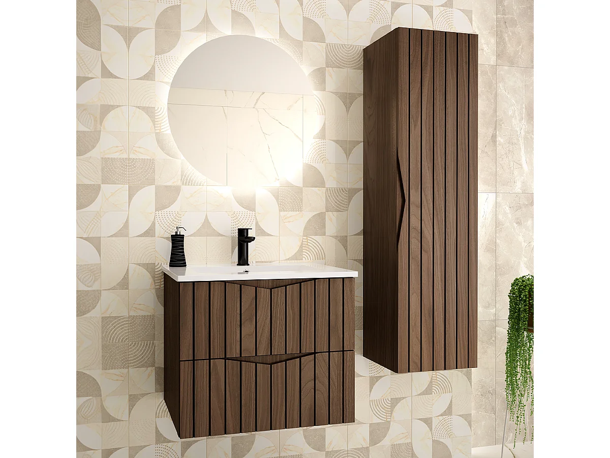Set di mobili da bagno con lavabo Siena marrone e nero 60cm