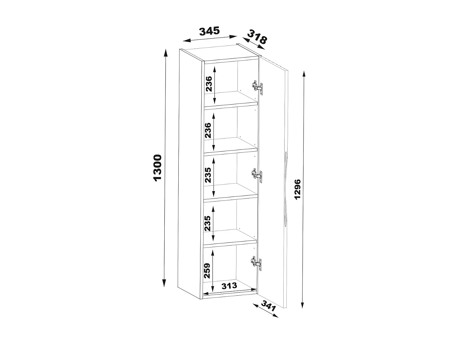 60cm enkele wastafel met houten en zwarte Siena sokkel