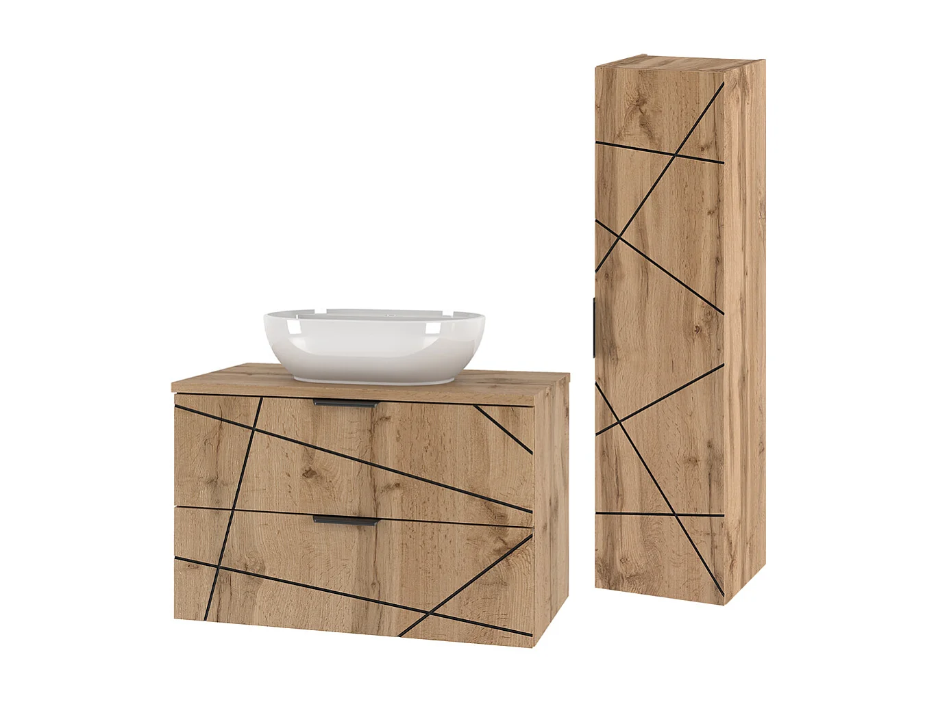 Set di mobili da bagno con lavabo Teren marrone 80cm