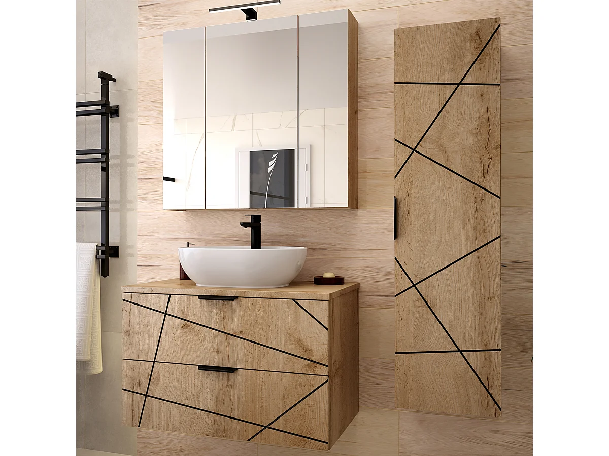 Set di mobili da bagno con lavabo Teren marrone 80cm