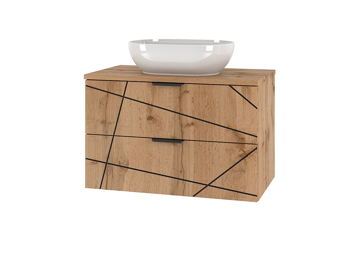 Ensemble meuble simple vasque 80cm et colonne Teren Bois