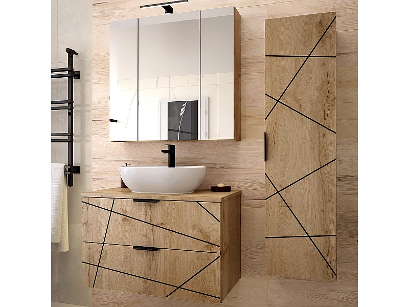 Conjunto de móveis de casa de banho com lavatório Teren madeira 80cm