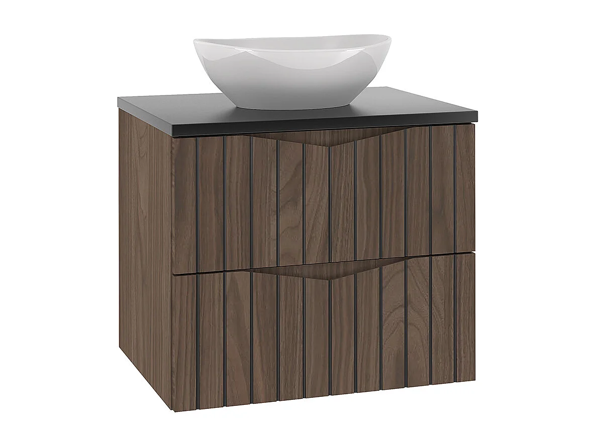 Ensemble meuble simple vasque 60cm et colonne Siena bois et noir