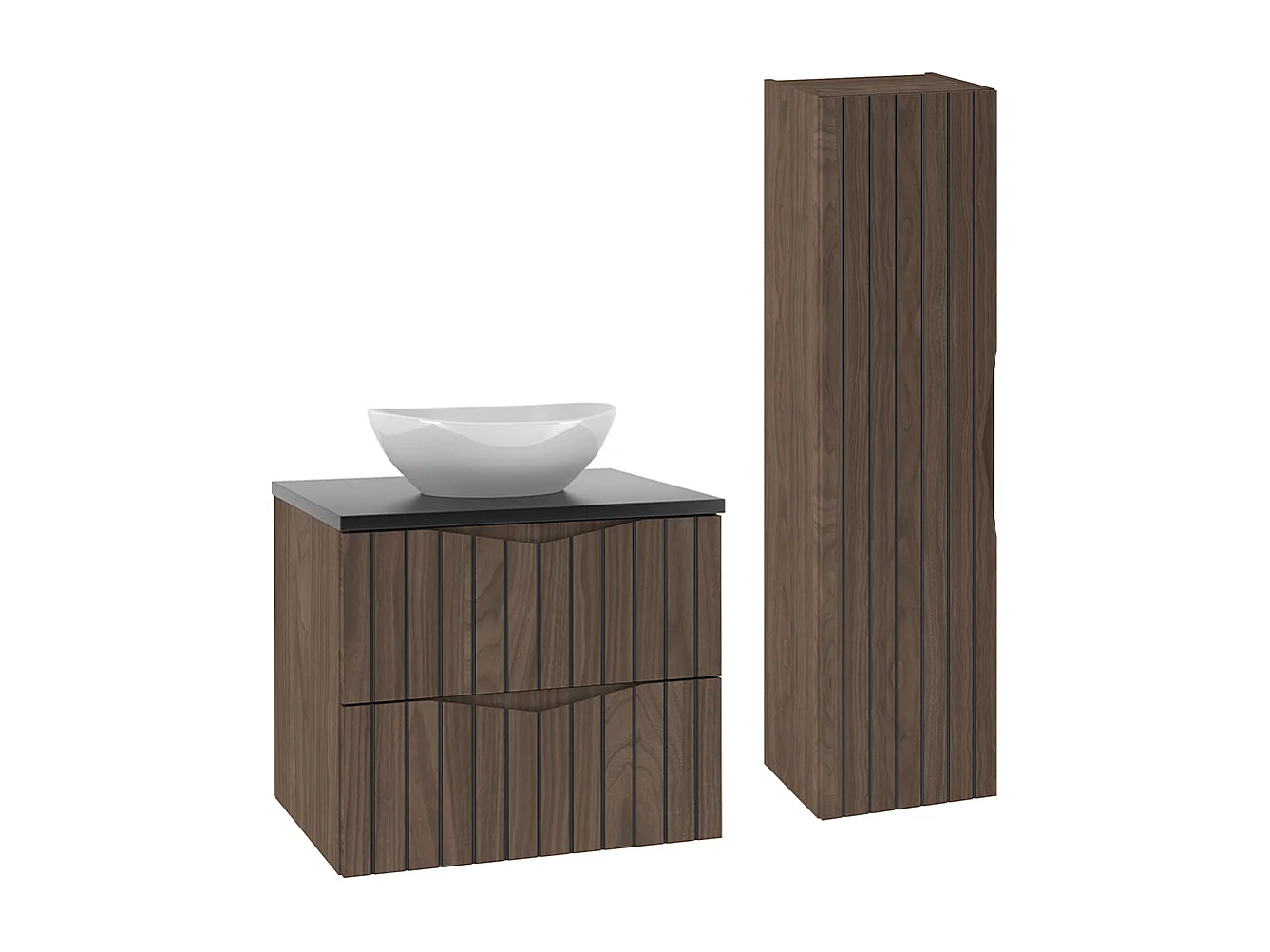 Set di mobili da bagno con lavabo Siena marrone e nero 60cm